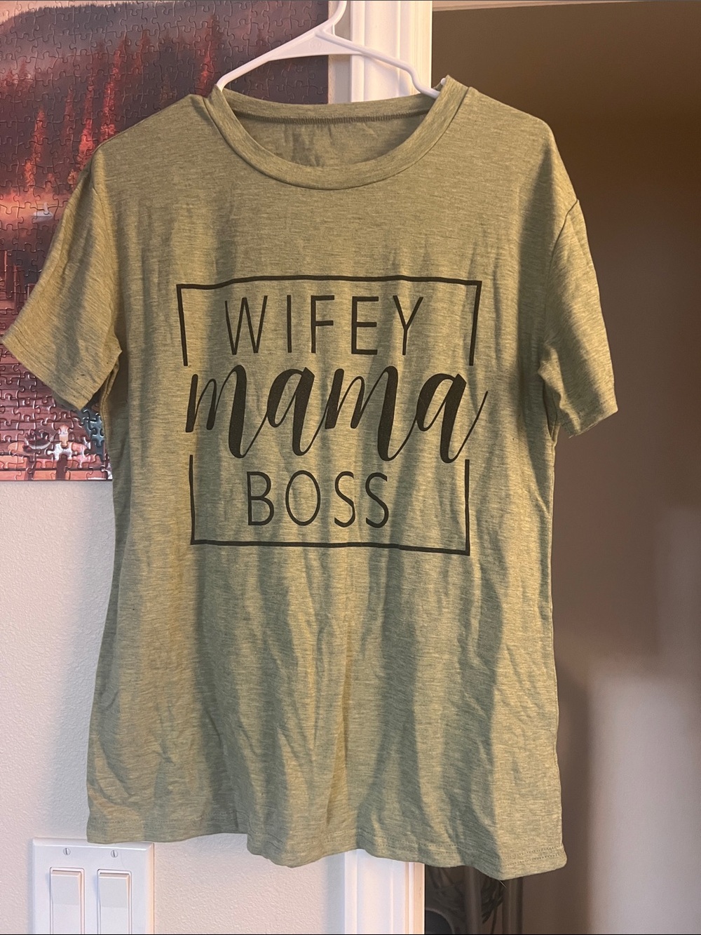 Wifey Mama Boss Graphic Tee - Olive Green
